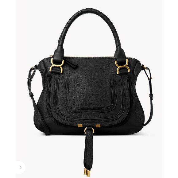 Chloe Medium Marcie Double Carry Top Handle Grained Leather Crossbody Bag